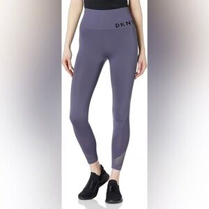 DKNY Sport Women's Seamless Leggings Purple Mesh Accents High Waist Size Small